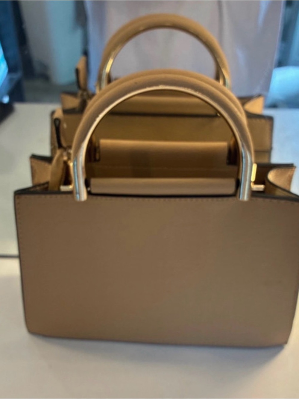 Structured Top-Handle Satchel in Taupe